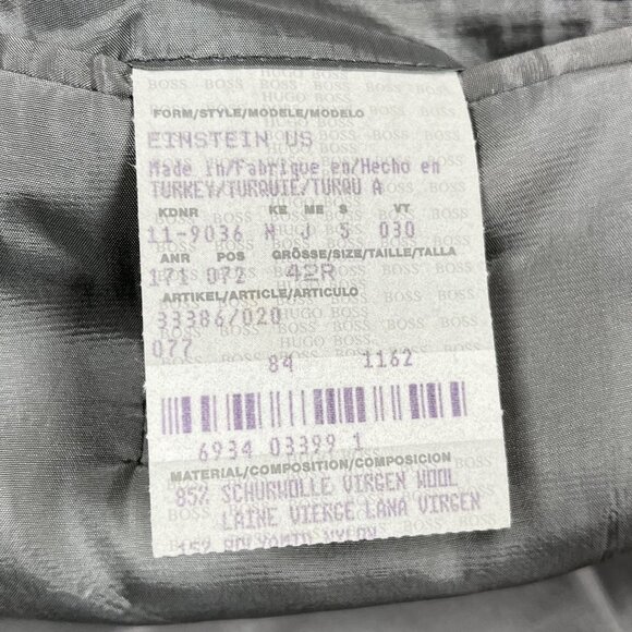 Hugo Boss Einstein 85% Wool Check 3 Button Gray Sports Coat Blazer Size 42R - Picture 5 of 9
